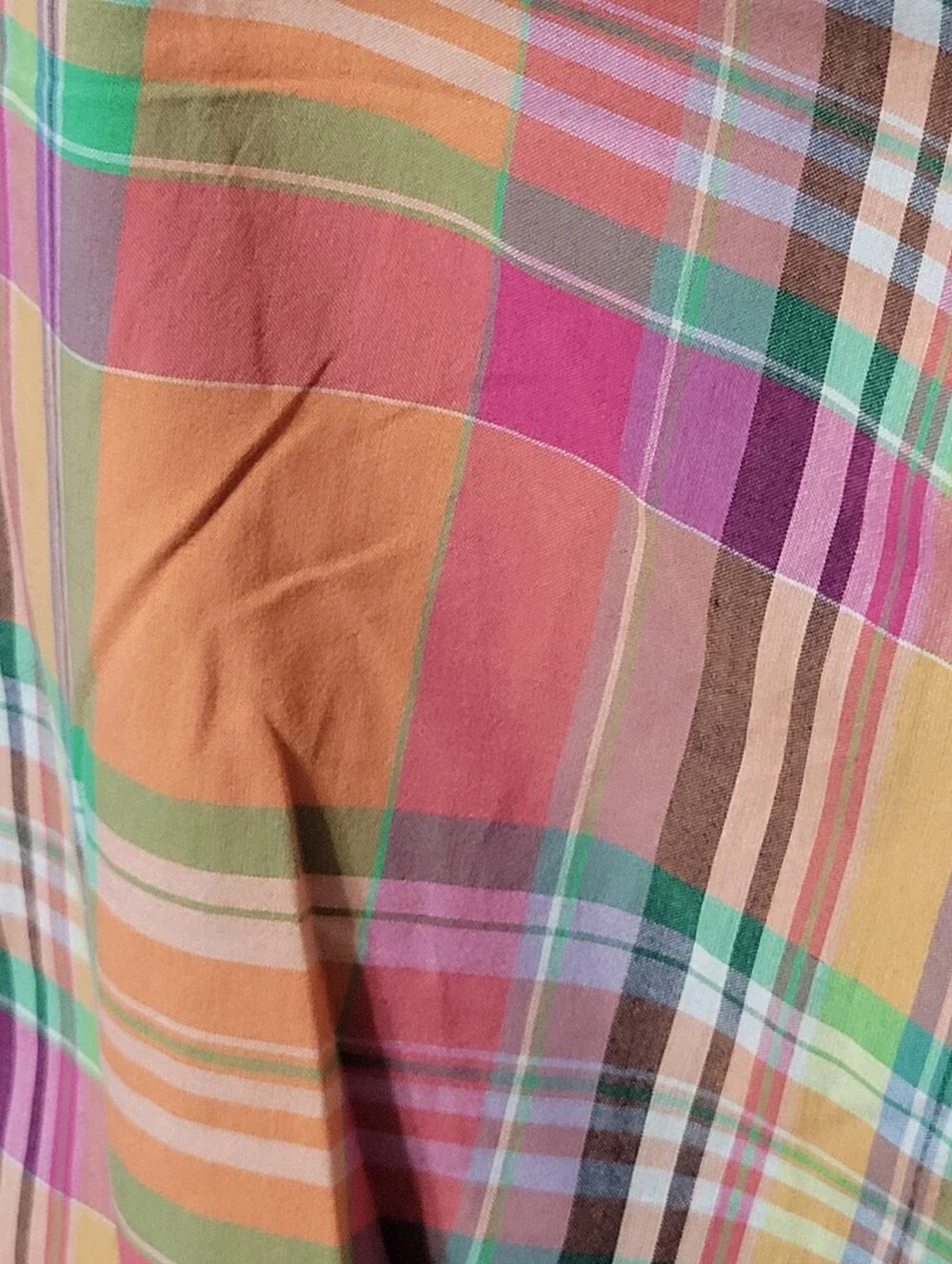 Polo Ralph Lauren XL/TG Mens check shirt cotton orange green purple, Lime Pony